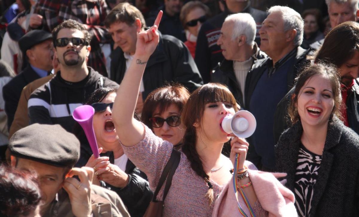 Manifestacin contra los recortes municipales en el ayuntamiento de Alcorcn en 2014
