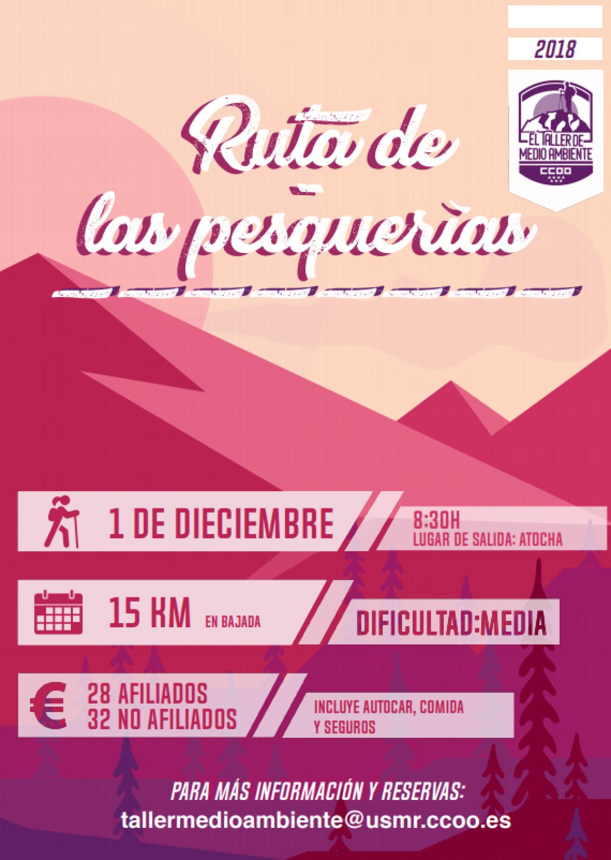 Excursin del Taller de Medio Ambiente de CCOO Madrid para el da 1 de diciembre de 2018